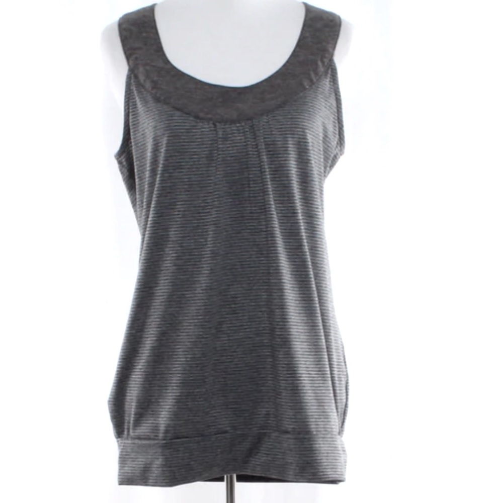 Eddie Bauer grey and white striped sleeveless active top Size M